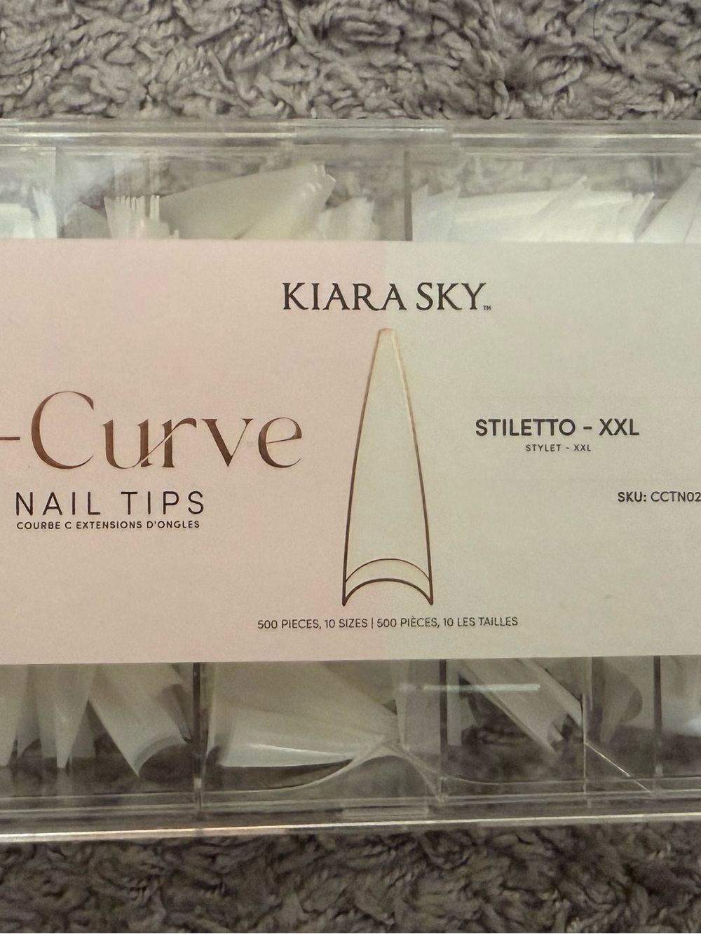 Kiara Sky Clear/White Stiletto-XXL Nail Tips Pack